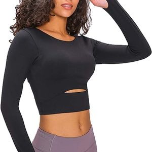 Workout Yoga Tops for Women, Compression Long Sleeve Fitness Athletic Yoga Sport